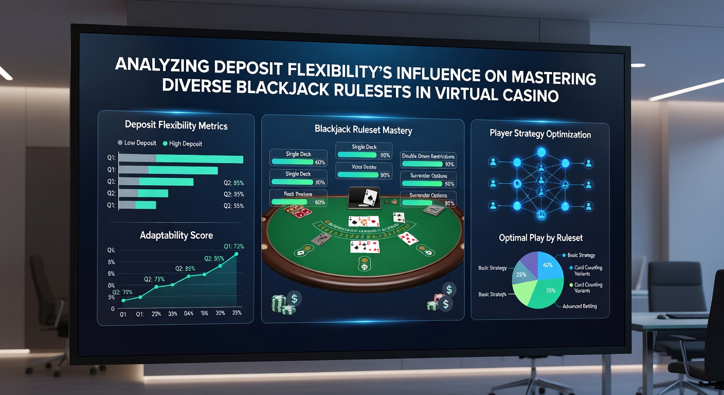 Spieler analysiert Blackjack-Strategien auf einem Tablet mit verschiedenen Regelsatz-Optionen in einem virtuellen Casino