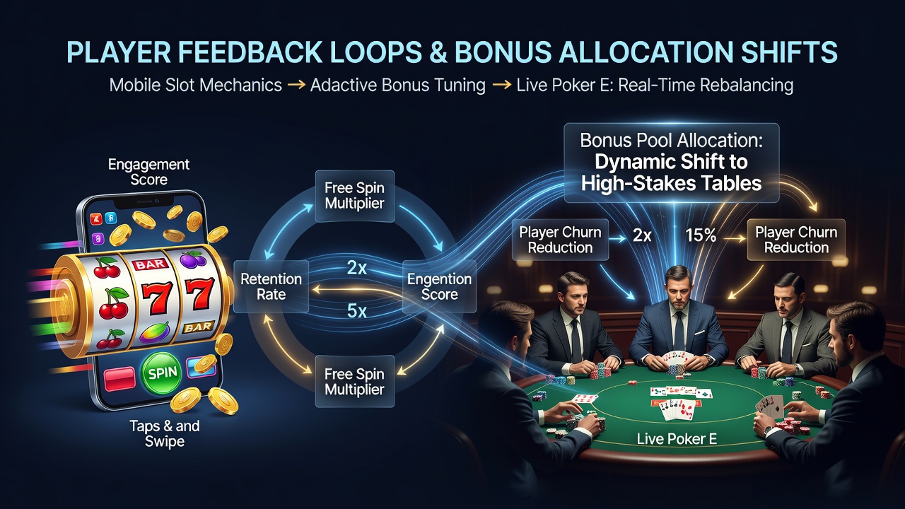Darstellung von Datenflüssen und Bonusanpassungen zwischen mobilen Slots und Live-Poker-Plattformen