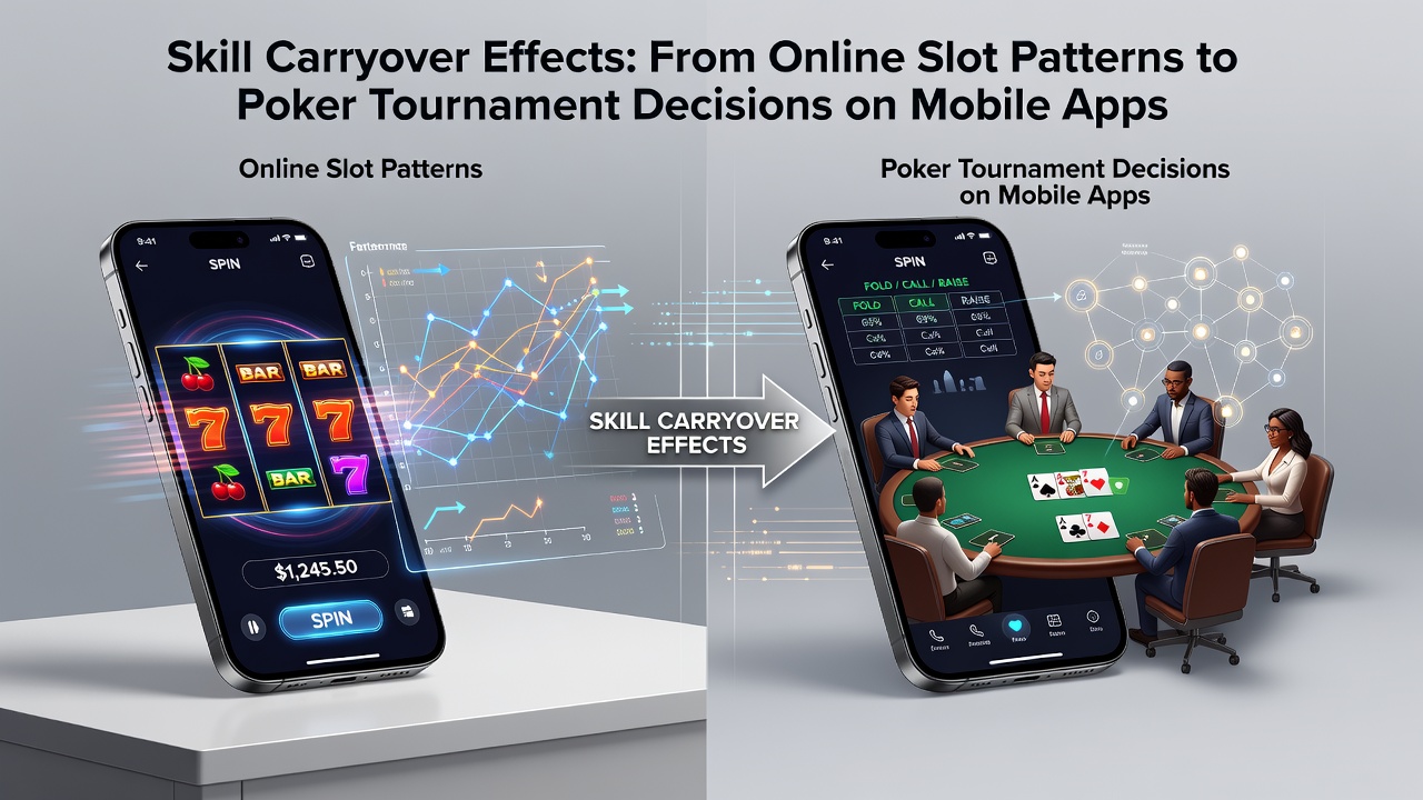 Mobile App-Oberfläche mit Slot-Mustern und Poker-Kartenentscheidungen